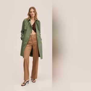 Mango MNG Green Cotton Trench Coat – Classic & Lightweight, Size M